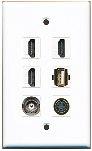 RiteAV - 3 HDMI 1 Port USB A-A 1 Port S-Video 1 Port BNC Wall Plate