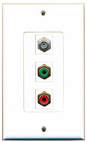 RiteAV - 1 Port RCA Red and 1 Port RCA Green and 1 Port Coax Cable TV- F-Type Decorative Wall Plate Decorative