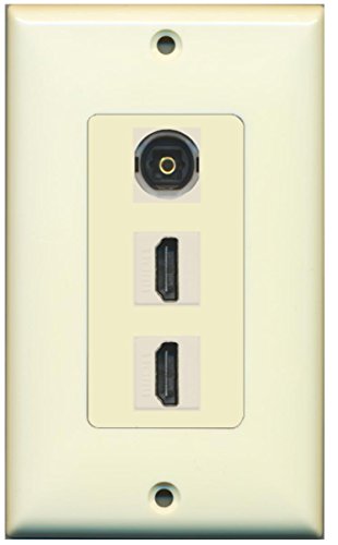 RiteAV - 2 Port HDMI 1 Toslink Decorative Wall Plate - Light Almond