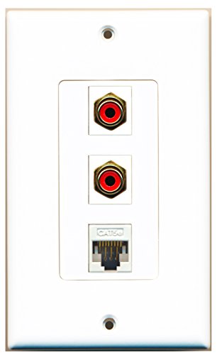 RiteAV - 2 Port RCA Red and 1 Port Cat5e Ethernet White Decorative Wall Plate Decorative
