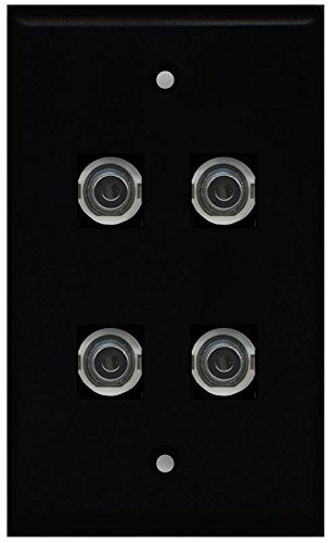 RiteAV (1 Gang Flat) 4 3.5mm (Black) Wall Plate Black