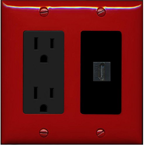RiteAV - 15 Amp Power Outlet and 1 Port HDMI Decorative Type Wall Plate - Red/Black