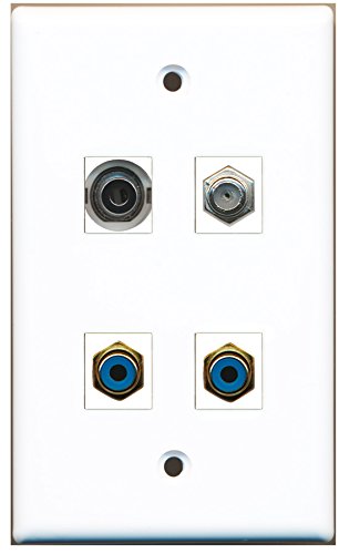 Riteav Piastra A Muro Decorativa Per 2 Porte RCA Bianco - Connessione Senza Attrezzi