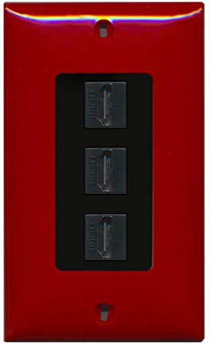 RiteAV - 3 Port HDMI Decorative Wall Plate - Red/Black