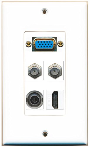 RiteAV (1 Gang Decorative) Svga HDMI 2 Coax 3.5mm Wall Plate White