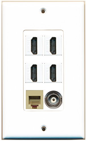 RiteAV - 4 Port HDMI 1 Phone RJ11 RJ12 Beige 1 BNC Wall Plate Decorative