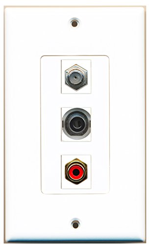 RiteAV - 1 Port RCA Red and 1 Port Coax Cable TV- F-Type and 1 Port 3.5mm Decorative Wall Plate Decorative