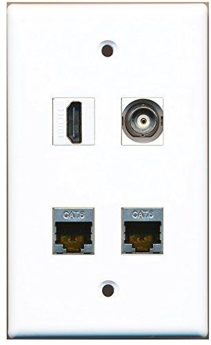 RiteAV - 1 Port HDMI 2 Port Shielded Cat6 Ethernet 1 Port BNC Wall Plate