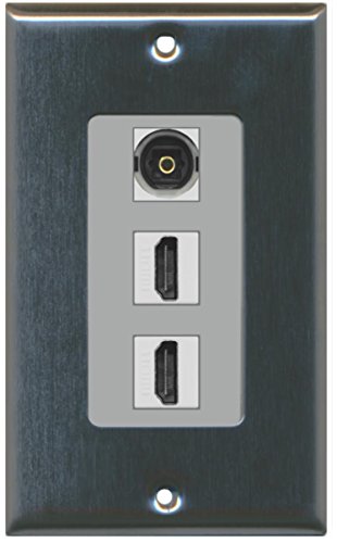 RiteAV - 2 Port HDMI 1 Toslink Decorative Wall Plate - Stainless Steel/Gray