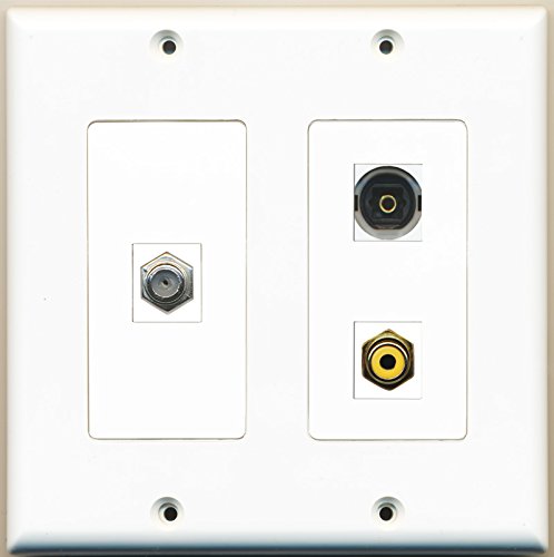 RiteAV - 1 Port RCA Yellow 1 Port Coax Cable TV- F-Type 1 Port Toslink - 2 Gang Wall Plate