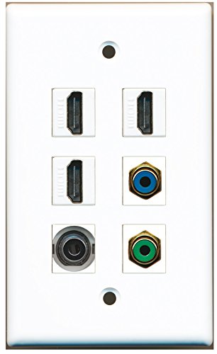RiteAV - 3 HDMI 1 Port RCA Green 1 Port RCA Blue 1 Port 3.5mm Wall Plate