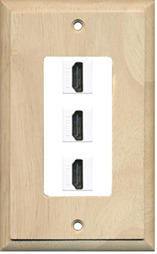 RiteAV - 3 Port HDMI Decorative Wall Plate - Wood/White