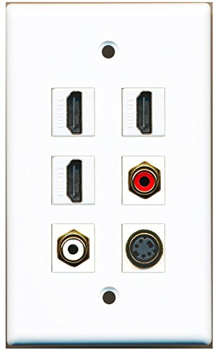 RiteAV - 3 HDMI 1 Port RCA Red 1 Port RCA White 1 Port S-Video Wall Plate