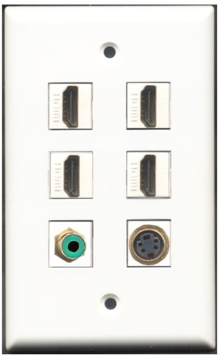 RiteAV - 4 Port HDMI 1 RCA Green 1 S-Video Wall Plate