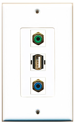 RiteAV - 1 Port RCA Green and 1 Port RCA Blue and 1 Port USB A-A Decorative Wall Plate Decorative