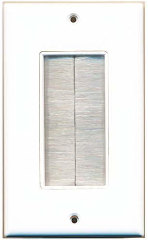 RiteAV - Single Gang Wall Plate with Brush Bristles - White [Now Fits Larger Cables]