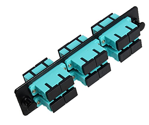 RiteAV LGX Footprint SC Adapter Panel, 6 Ports, Loaded w/6 SC OM3 10Gig Duplex Adapters, Black