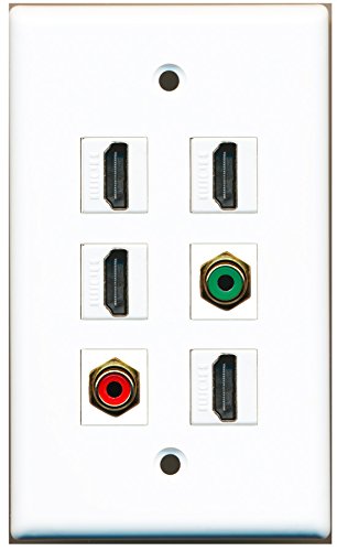 RiteAV - 4 HDMI 1 Port RCA Red 1 Port RCA Green Wall Plate