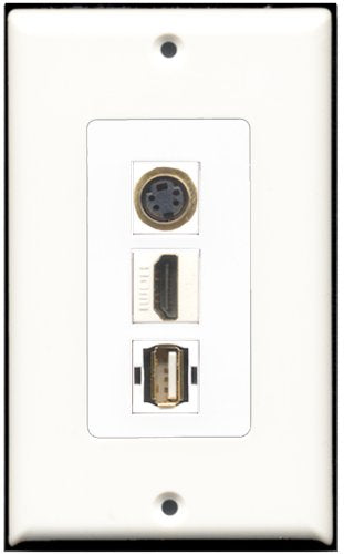 RiteAV - 1 Port HDMI 1 USB A-A 1 S-Video Wall Plate Decorative
