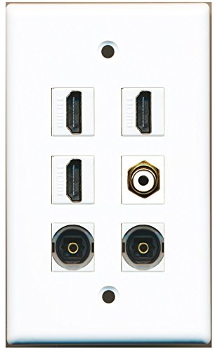 RiteAV - 3 HDMI 1 Port RCA White 2 Port Toslink Wall Plate