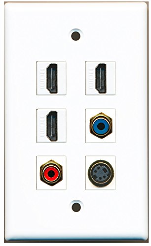 RiteAV - 3 HDMI 1 Port RCA Red 1 Port RCA Blue 1 Port S-Video Wall Plate
