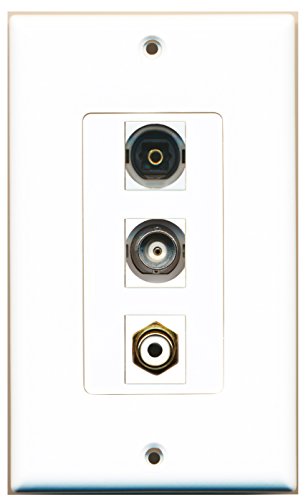 RiteAV - 1 Port RCA White and 1 Port Toslink and 1 Port BNC Decora Wall Plate Decorative