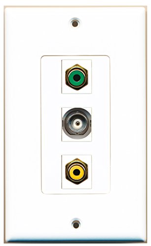 RiteAV - 1 Port RCA Yellow and 1 Port RCA Green and 1 Port BNC Decorative Wall Plate Decorative