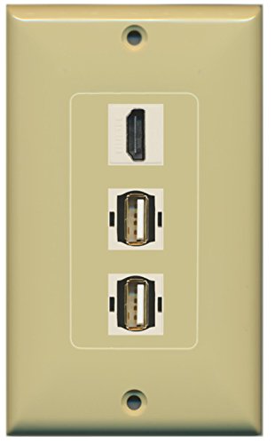 RiteAV - 1 Port HDMI 2 Port USB A-A Decorative Wall Plate - Ivory