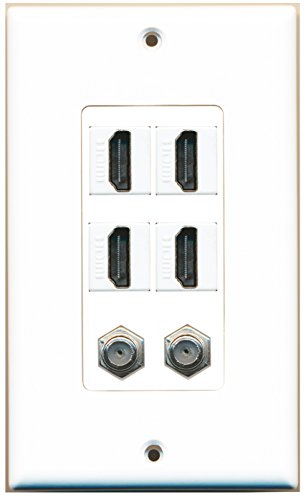 RiteAV - 4 Port HDMI 2 Port Coax Cable TV- F-Type Wall Plate Decorative