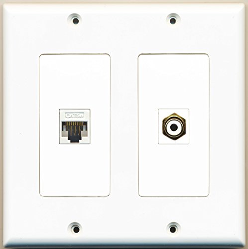 RiteAV - 1 Port RCA White 1 Port Cat5e Ethernet White - Dual Gang Wall Plate