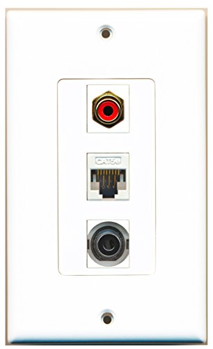 RiteAV - 1 Port RCA Red and 1 Port 3.5mm and 1 Port Cat5e Ethernet White Decorative Wall Plate
