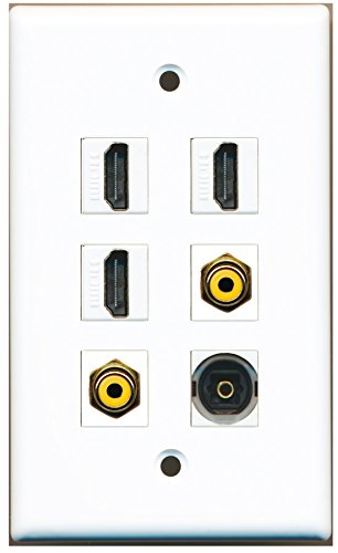 RiteAV - 3 HDMI 2 Port RCA Yellow 1 Port Toslink Wall Plate