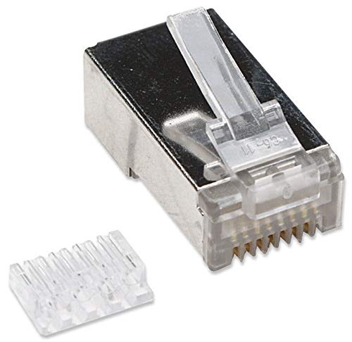 CAT6 Stranded Crimp Connector RJ45 Plug Ends w/ Insert , Shielded 100 Pack