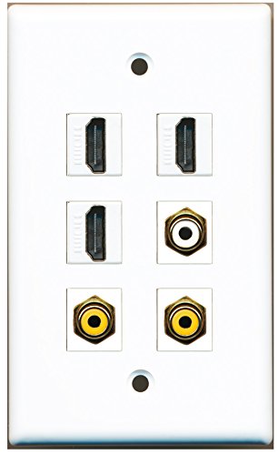 RiteAV - 3 HDMI 1 Port RCA White 2 Port RCA Yellow Wall Plate
