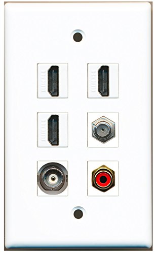 RiteAV - 3 HDMI 1 Port RCA Red 1 Port Coax Cable TV- F-Type 1 Port BNC Wall Plate