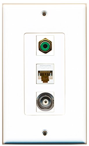 RiteAV - 1 Port RCA Green and 1 Port BNC and 1 Port Cat6 Ethernet White Decorative Wall Plate Decorative