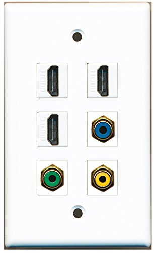 RiteAV - 3 HDMI 1 Port RCA Yellow 1 Port RCA Green 1 Port RCA Blue Wall Plate