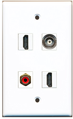 RiteAV - 2 Port HDMI 1 Port RCA Red 1 Port BNC Wall Plate