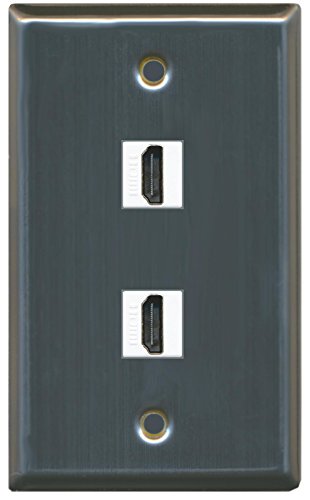 RiteAV (1 Gang Flat) 2 HDMI Wall Plate Stainless Steel