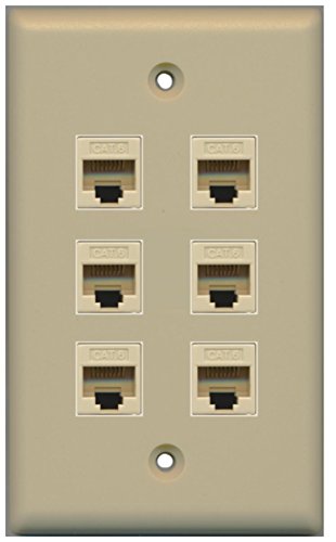 RiteAV - 6 Port Cat6 Female-Female Wall Plate - Ivory