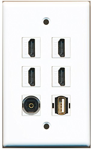 RiteAV - 4 HDMI 1 Port USB A-A 1 Port Toslink Wall Plate