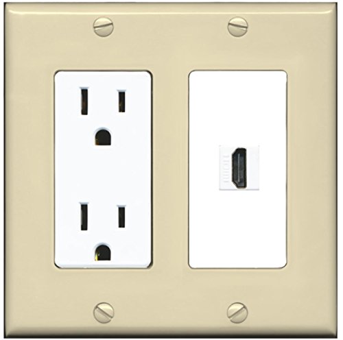 RiteAV - 15 Amp Power Outlet and 1 Port HDMI Decorative Type Wall Plate - Ivory/White