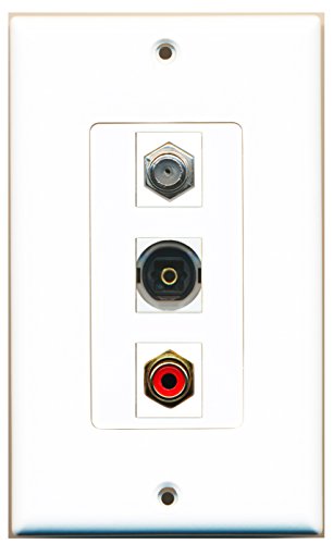 RiteAV - 1 Port RCA Red and 1 Port Coax Cable TV- F-Type and 1 Port Toslink Decorative Wall Plate Decorative