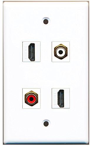 RiteAV - 2 Port HDMI 1 Port RCA Red 1 Port RCA White Wall Plate