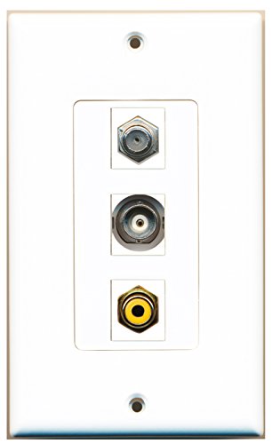 RiteAV - 1 Port RCA Yellow and 1 Port Coax Cable TV- F-Type and 1 Port BNC Decorative Wall Plate Decorative
