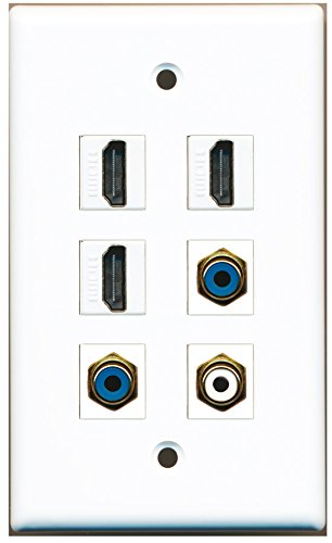 RiteAV - 3 HDMI 1 Port RCA White 2 Port RCA Blue Wall Plate
