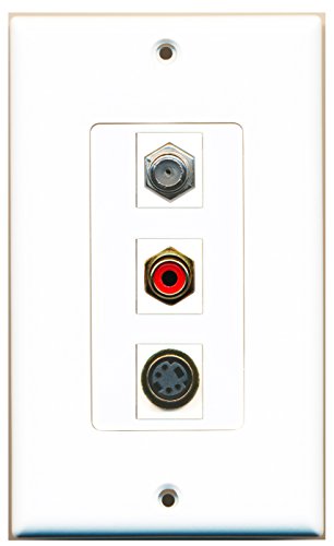 RiteAV - 1 Port RCA Red and 1 Port Coax Cable TV- F-Type and 1 Port S-Video Decorative Wall Plate Decorative