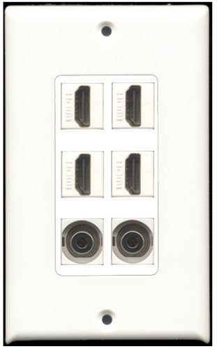 RiteAV - 4 Port HDMI 2 Port 3.5mm Wall Plate White