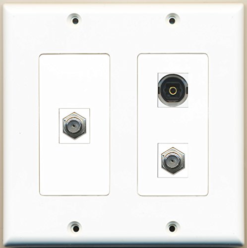 RiteAV - 2 Port Coax Cable TV- F-Type 1 Port Toslink - 2 Gang Wall Plate
