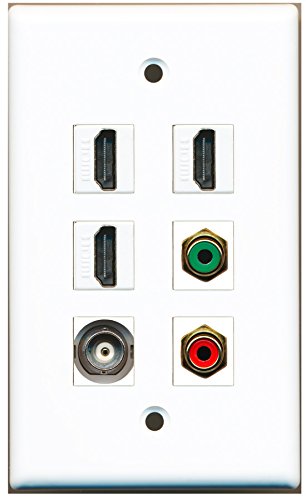 RiteAV - 3 HDMI 1 Port RCA Red 1 Port RCA Green 1 Port BNC Wall Plate